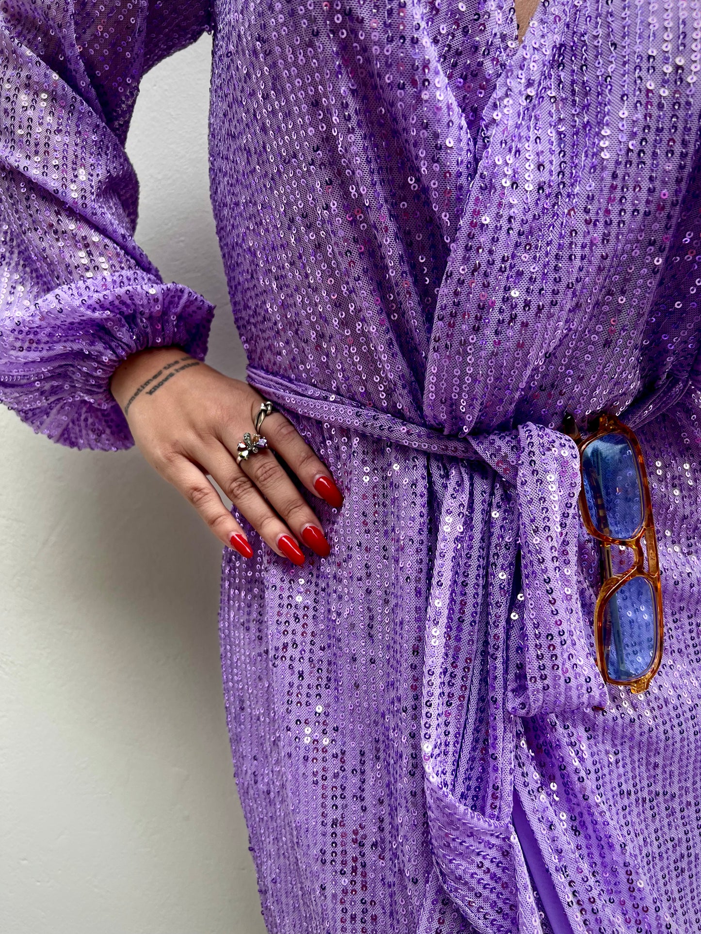 Vestido lilac paetê