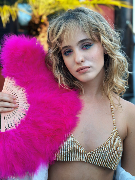 Leque plumas pink