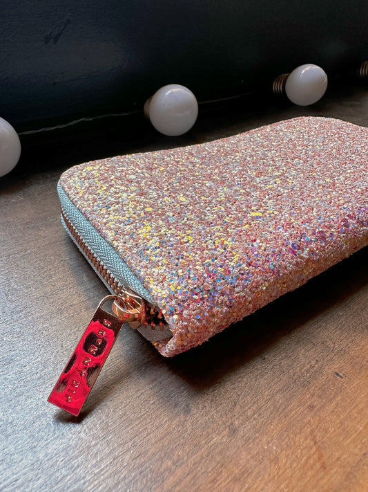 Carteira peach glitter