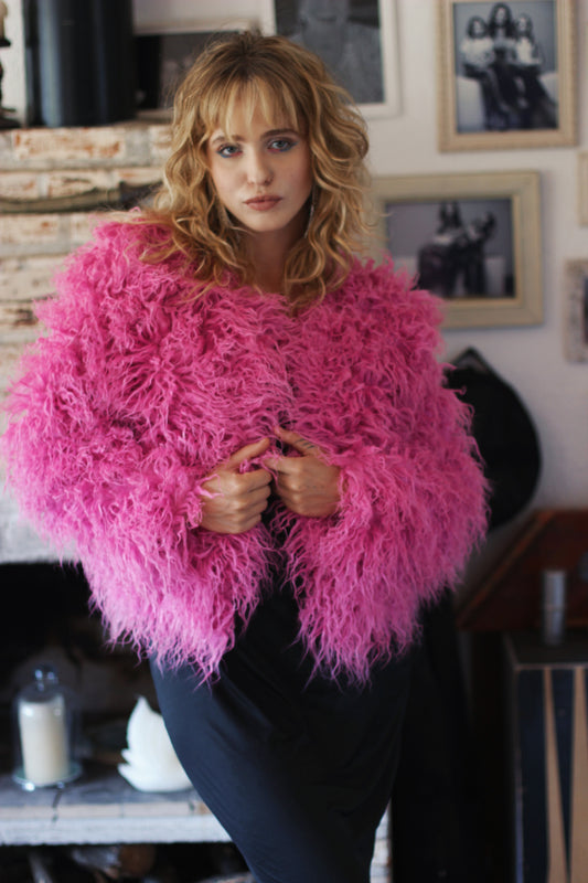 Casaco fluffy rosa