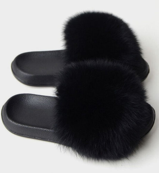 slide fluffy black