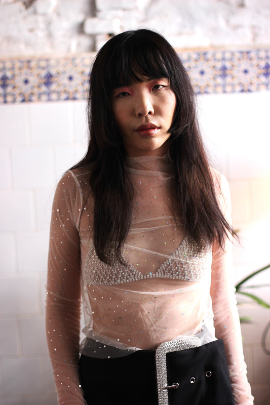 Blusa tule shine on - off white