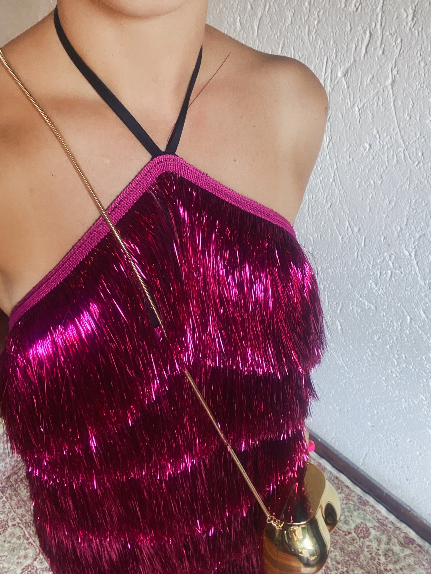Vestido longo franjudo