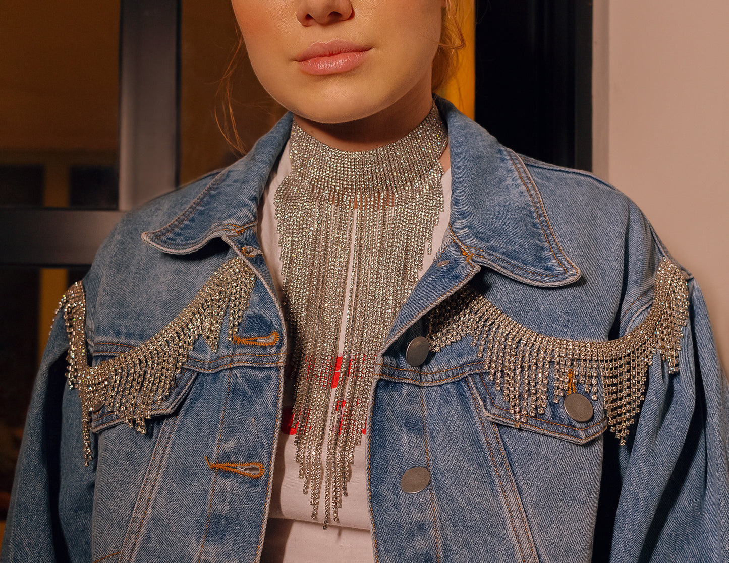 Gargantilha strass fringe